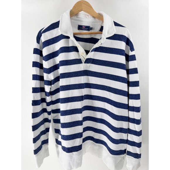 Vineyard Vines Other - Vineyard Vines Rugby Pullover Mens XXL Blue White Striped Coastal Sweatshirt